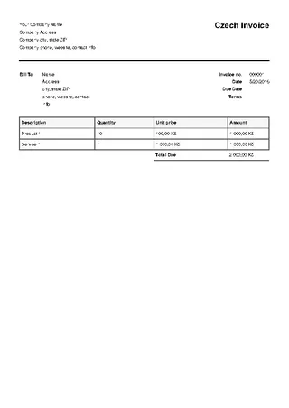 Czech Invoice Template