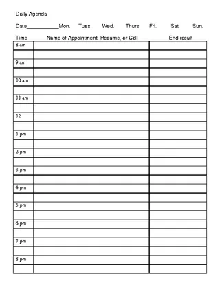 Daily Agenda Planner Template