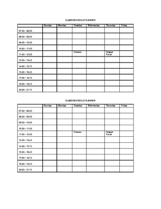 Forms Daily Class Schedule Planner