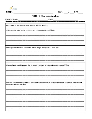 Daily Learning Log Template