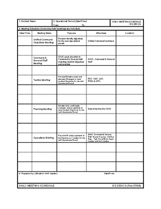 Daily Meeting Schedule Template Pdf Format