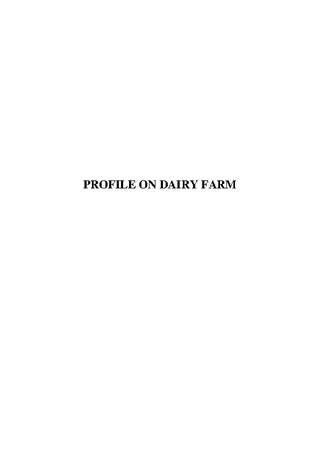 Dairy Farm Project Estimate Template