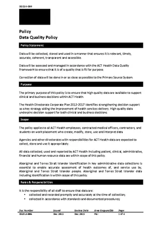 Data Quality Policy