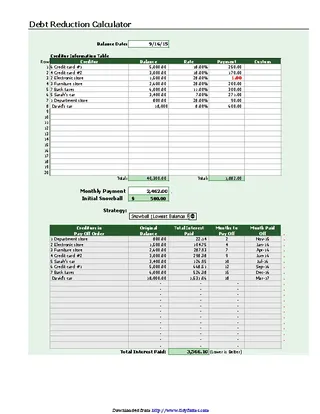 Forms Debt Payoff Calculator Excel