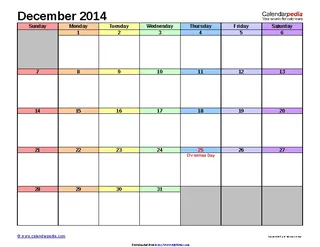 Forms December 2014 Calendar 3
