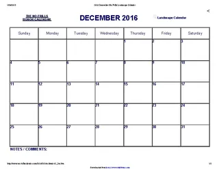 Forms December 2016 Calendar 1