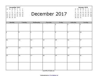 Forms December 2017 Calendar 3