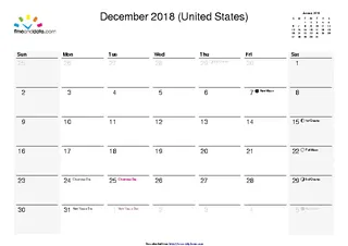 Forms December 2018 Calendar 1