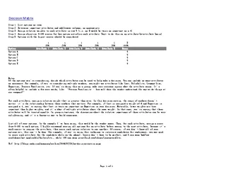 Decision Matrix Template Excel