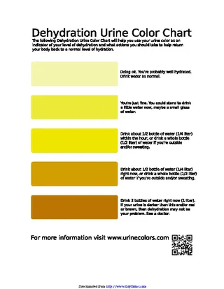 Dehydration Urine Color Chart