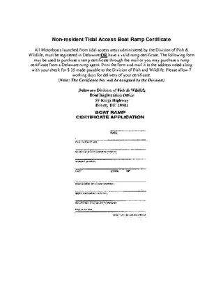 Delaware Boat Ramp Certificate Form