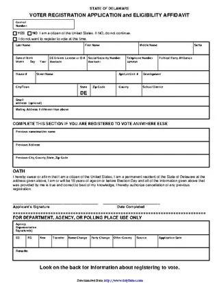 Forms Delaware Voter Registration Form