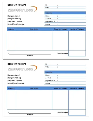 Forms Delivery Receipt Template