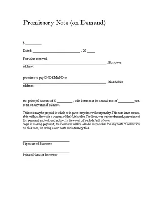 Forms Demand Promissory Note Template