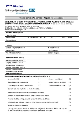 Dentist Doctor Referral Note Template