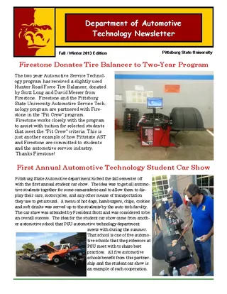 Department Of Automotive Technology Newsletter
