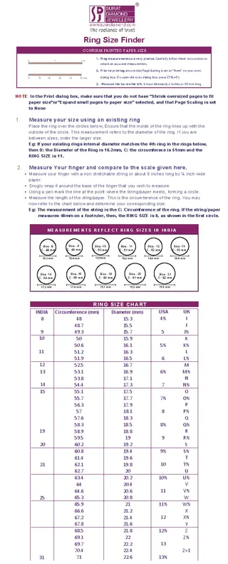 Diamond Ring Size Clarity Chart Example