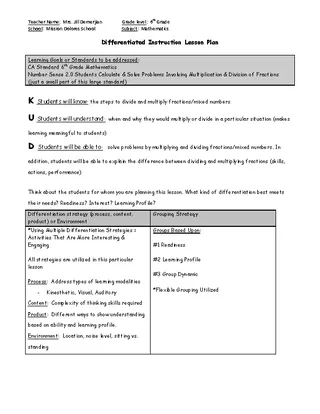 Differentiated Instruction Lesson Template