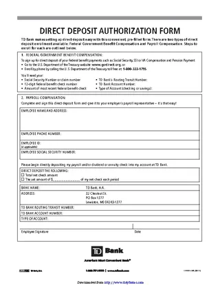 Forms Direct Deposit Authorization Form