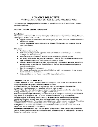 Forms District Of Columbia Advance Health Care Directive Form 2