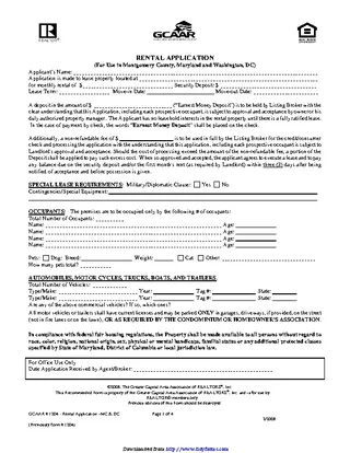 District Of Columbia Rental Application Form
