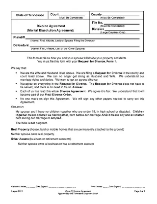 Forms Divorce Agreement Template