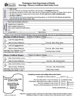 Divorce Certificate Mail Order Form