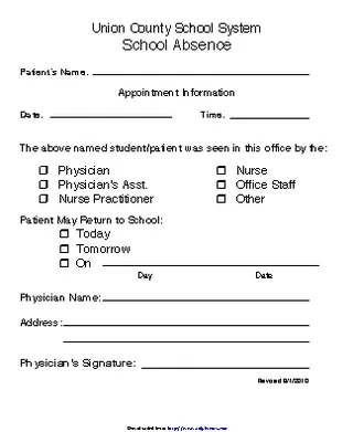 Forms Doctors Note Template 2