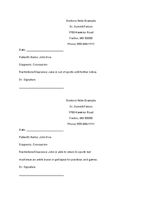 Forms Doctors Note Template Example
