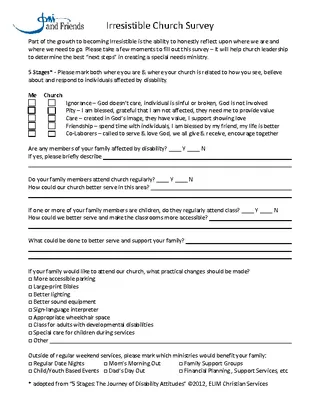 Document To Download Irresistible Church Survey Pdf Template