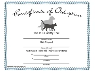 Dog Adoption Certificate Template