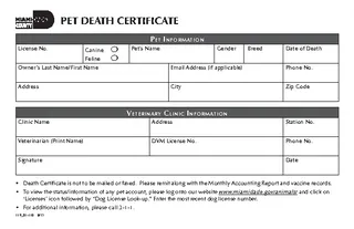 Forms Dog Death Certificate Template