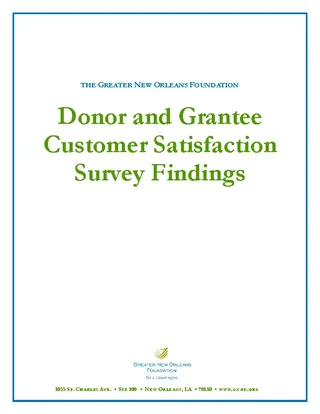 Donor And Grantee Customer Satisfaction Survey Findings