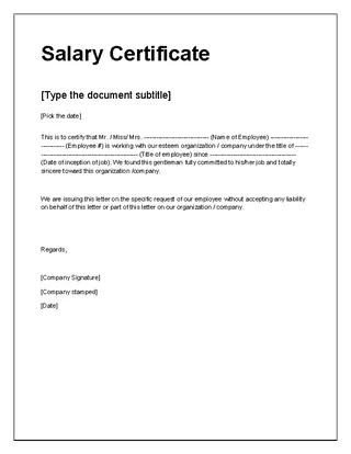 Download Salary Certificate From Company Free