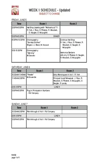 Download Weekly Rehearsal Schedule Template Word Format - PDFSimpli