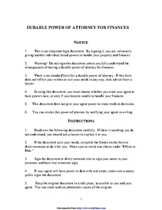 Forms Durable Power Of Attorney For Finances 2