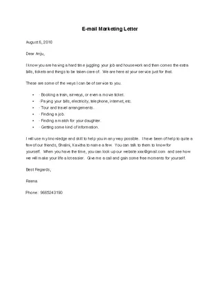 E Mail Marketing Letter