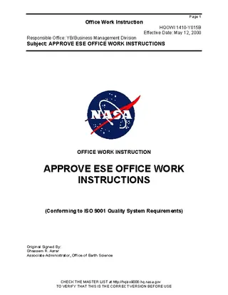 Forms Earth Science Enterprise Office Work Instruction Template