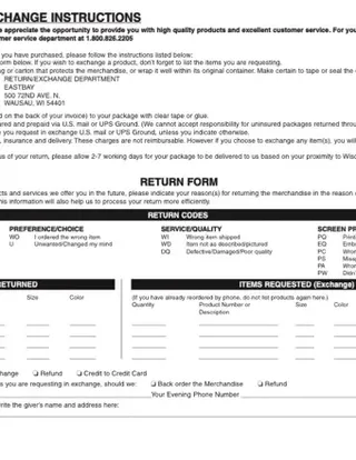 Forms Eastbay Return Form PDF