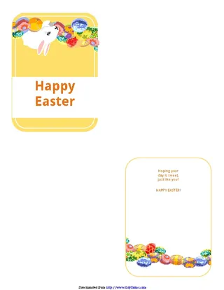 Easter Card Template With Bunny And Eggs