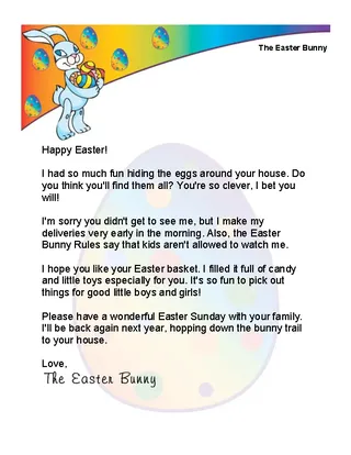 Forms Easter Morning Letter From The Easter Bunny