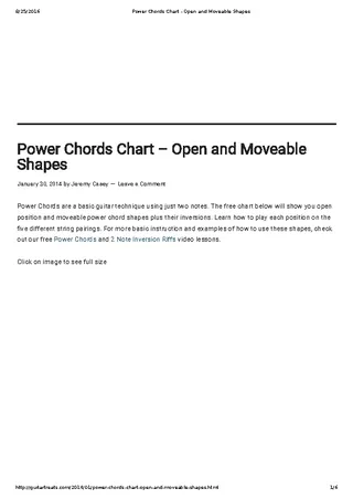 Electric Guitar Bar Chords Chart