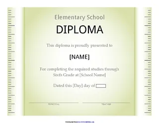 Forms Elementary School Diploma Certificate Ruler Design