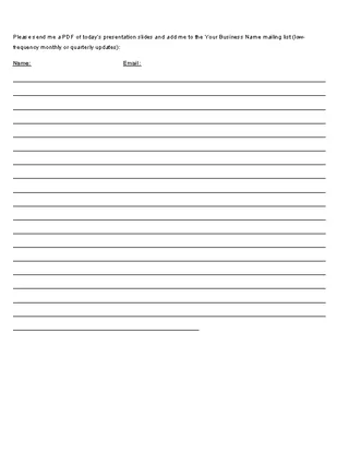 Email Mailing List Signup Sheet Template