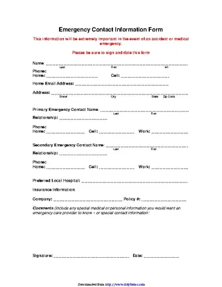 Emergency Contact Form 1