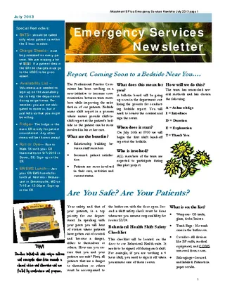 Forms Emergency Services Newsletter