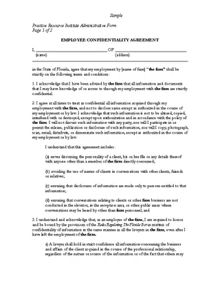 Employee Confidentiality Agreement Template