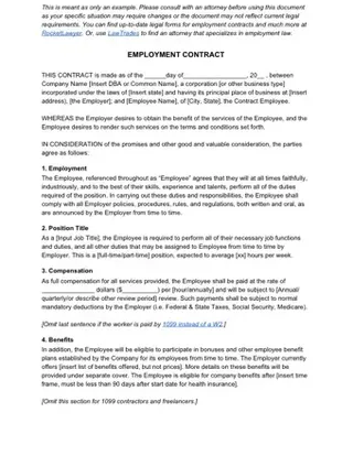 Forms employee contract PDF