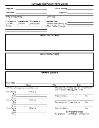 Forms Employee Disciplinary Action Sample Form