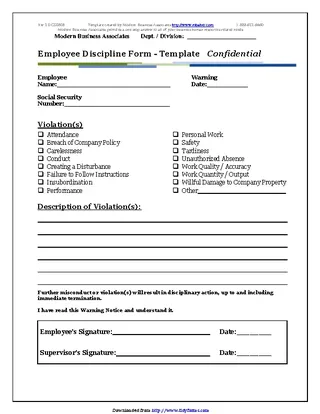 Forms Employee Discipline Templates